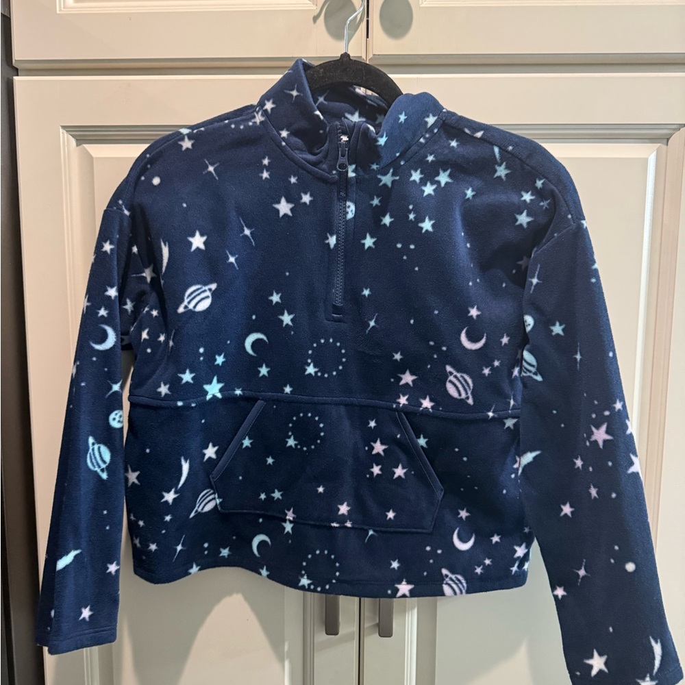Navy Blue Star and Planet Fleece Pullover
